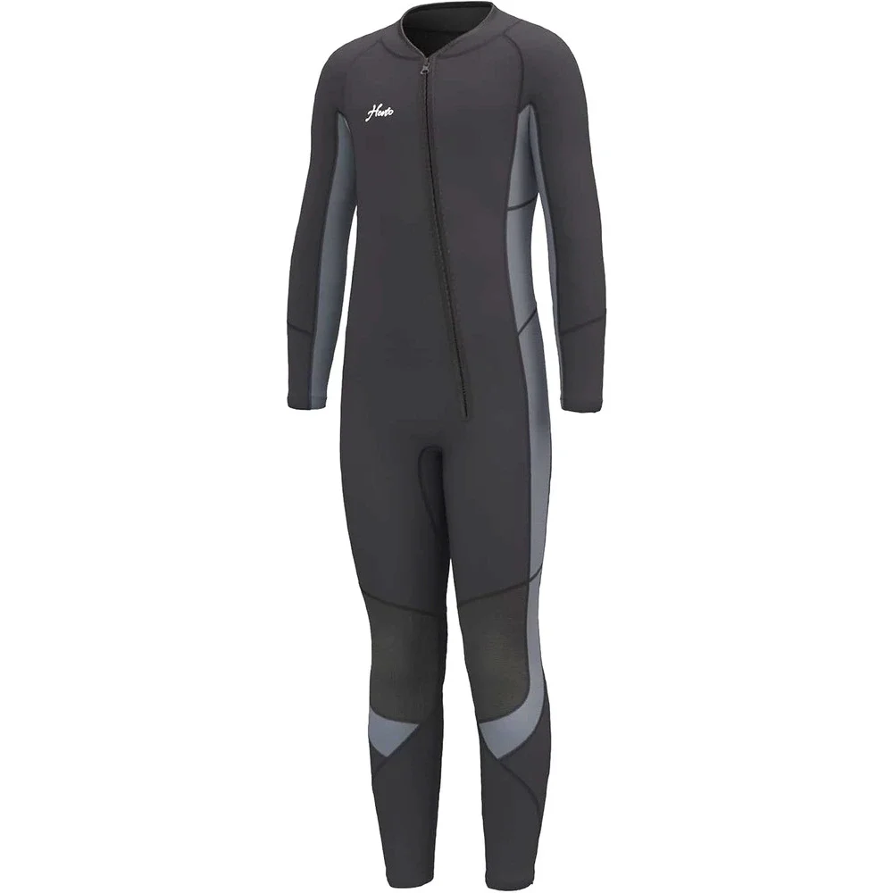 Hevto Youth Wetsuit 3/2mm Neoprene Wetsuit Front Zip Surfing Diving Black SZ 16